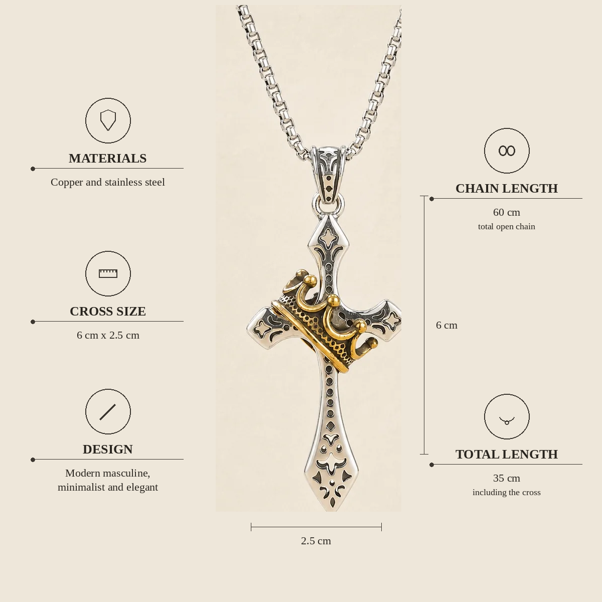 Kingdom Cross & Crown Pendant