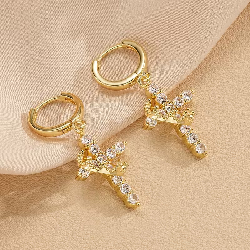 Cross Crown Earrings