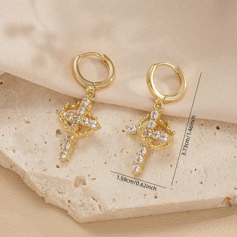 Cross Crown Earrings