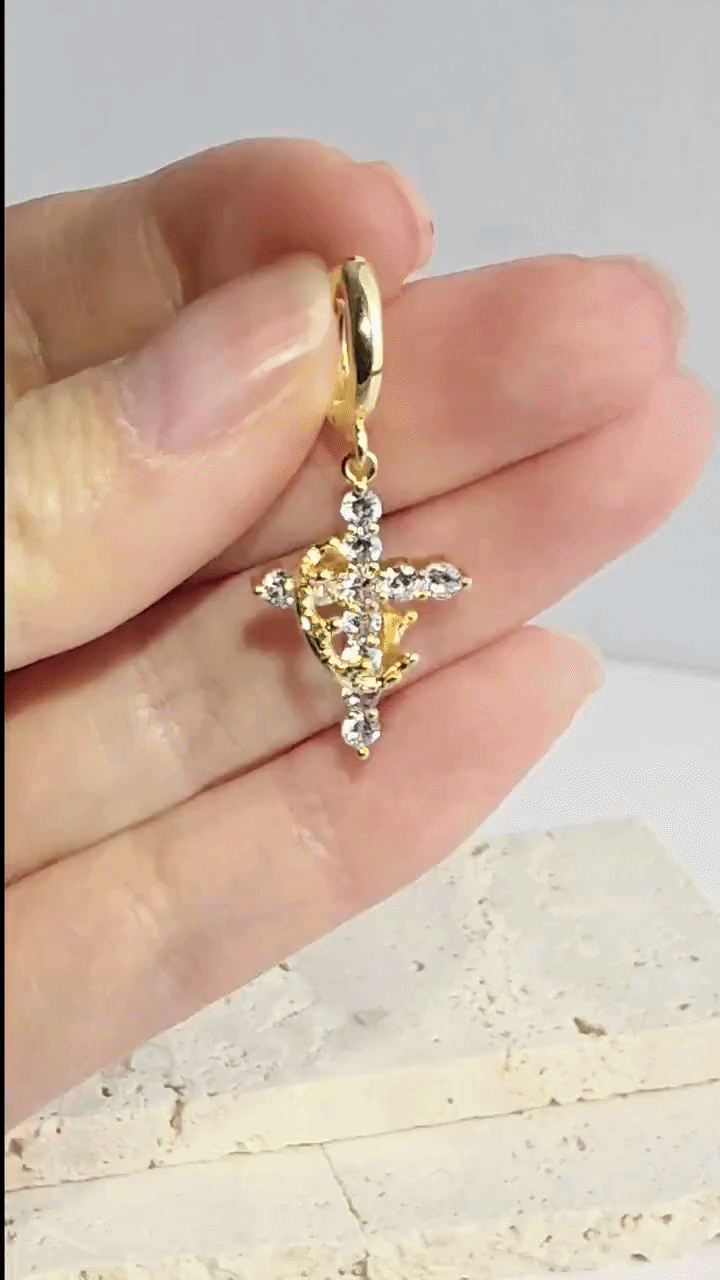 Cross Crown Earrings