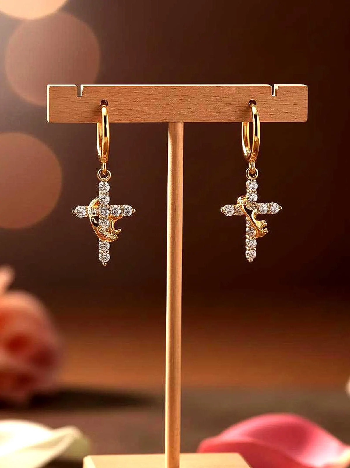 Cross Crown Earrings