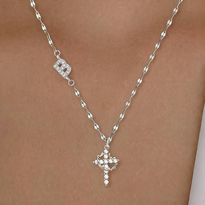 Initial Crown Cross Faith Necklace