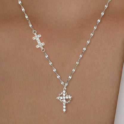 Initial Crown Cross Faith Necklace