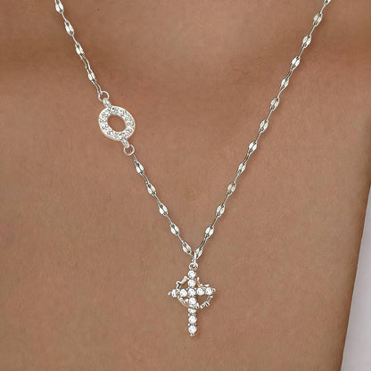 Initial Crown Cross Faith Necklace