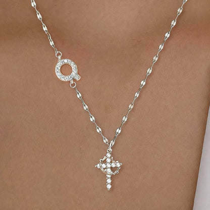 Initial Crown Cross Faith Necklace