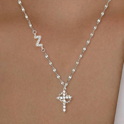 Initial Crown Cross Faith Necklace